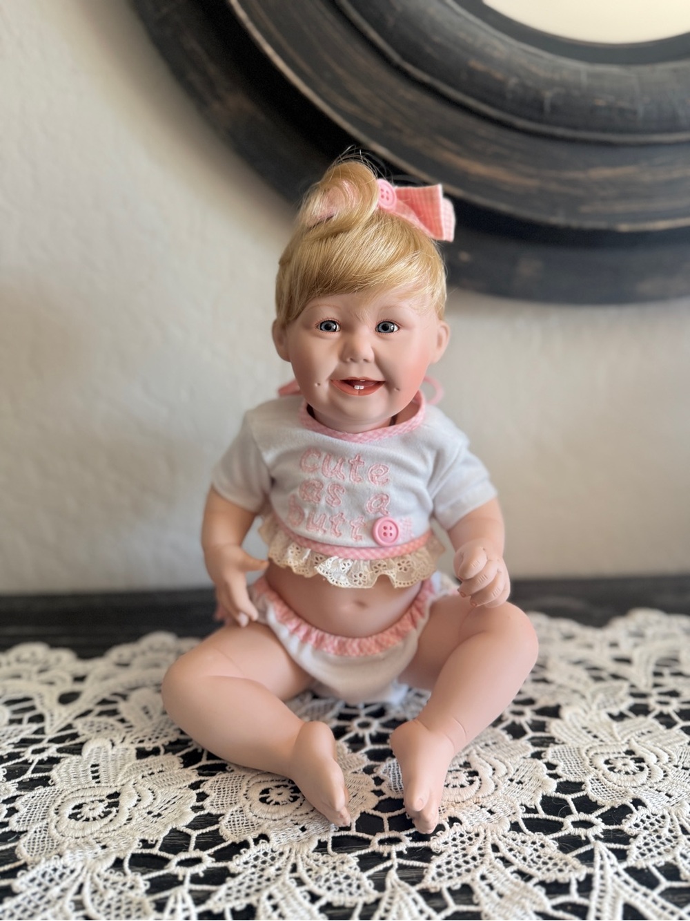 Vintage porcelain cutie pie doll  14”